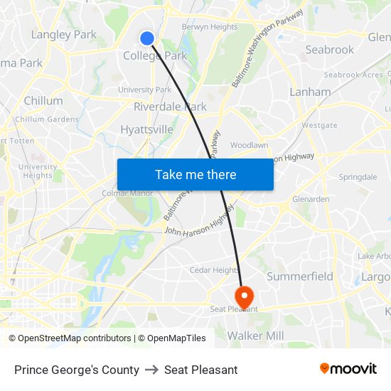 Prince George's County to Seat Pleasant map