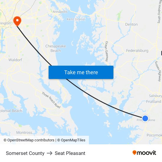 Somerset County to Seat Pleasant map