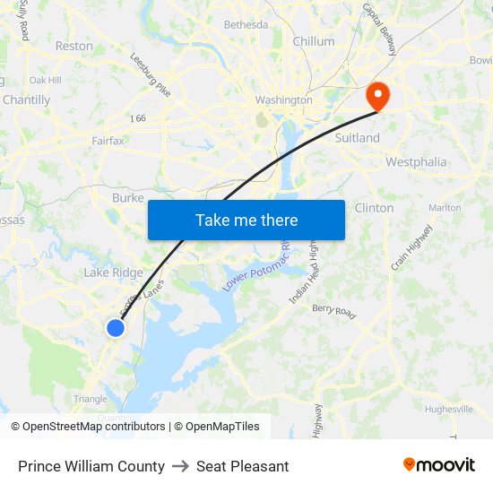 Prince William County to Seat Pleasant map