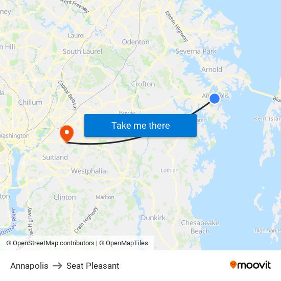 Annapolis to Seat Pleasant map