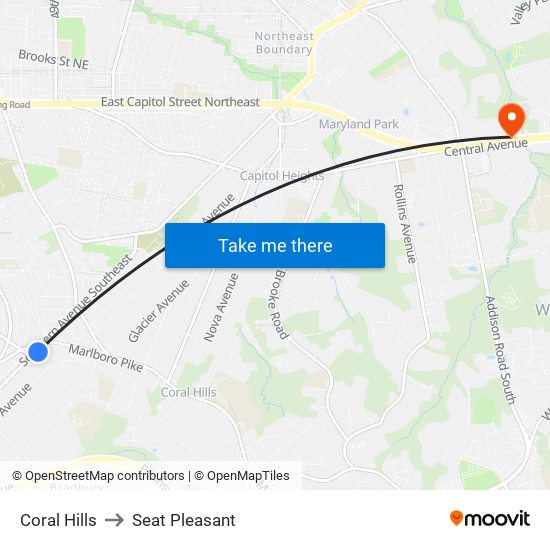 Coral Hills to Seat Pleasant map