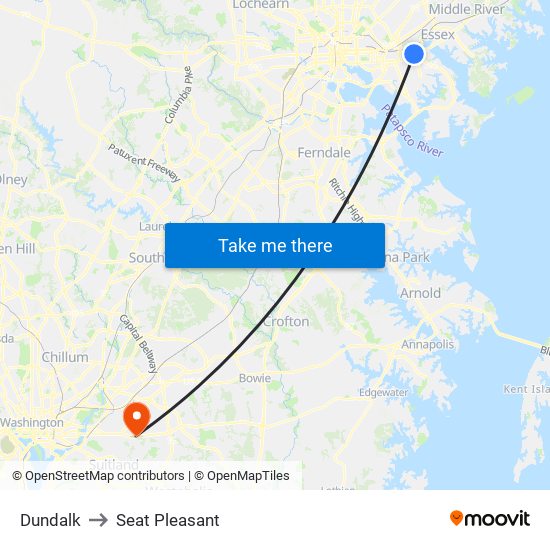 Dundalk to Seat Pleasant map