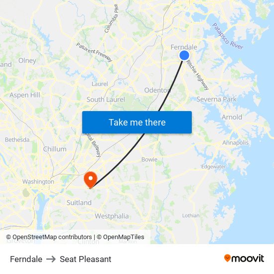 Ferndale to Seat Pleasant map