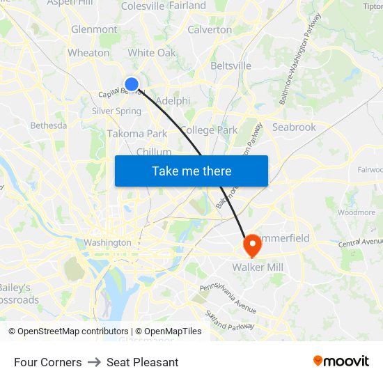 Four Corners to Seat Pleasant map