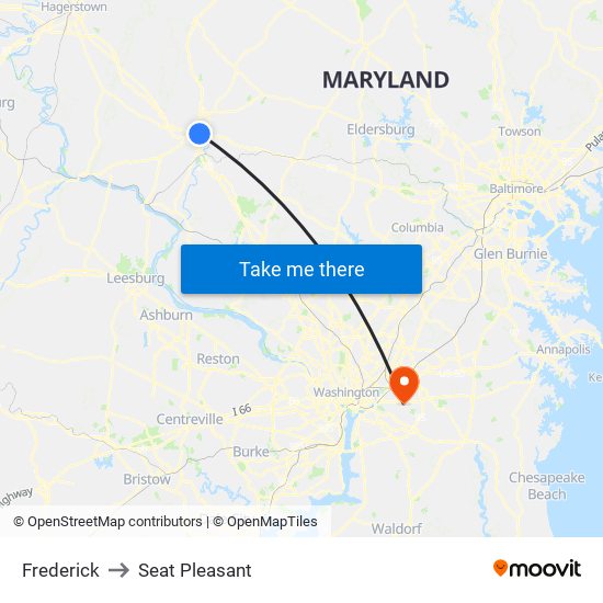 Frederick to Seat Pleasant map