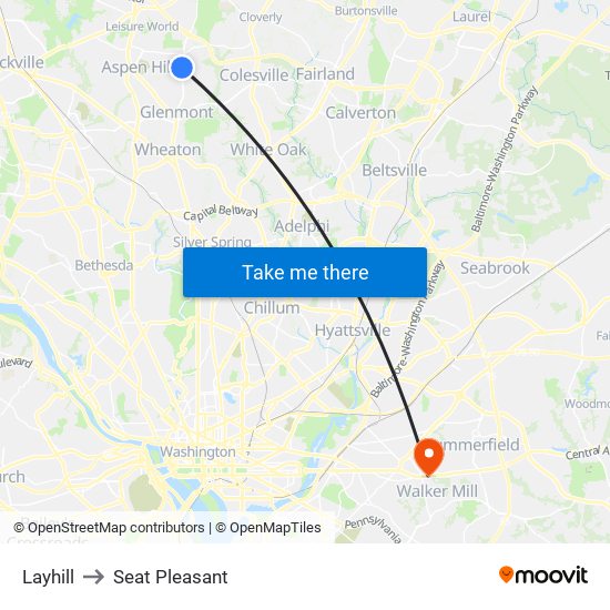 Layhill to Seat Pleasant map