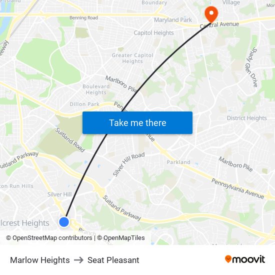 Marlow Heights to Seat Pleasant map