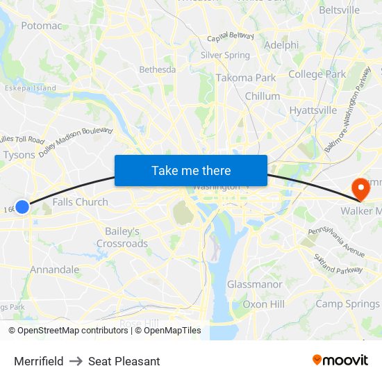 Merrifield to Seat Pleasant map