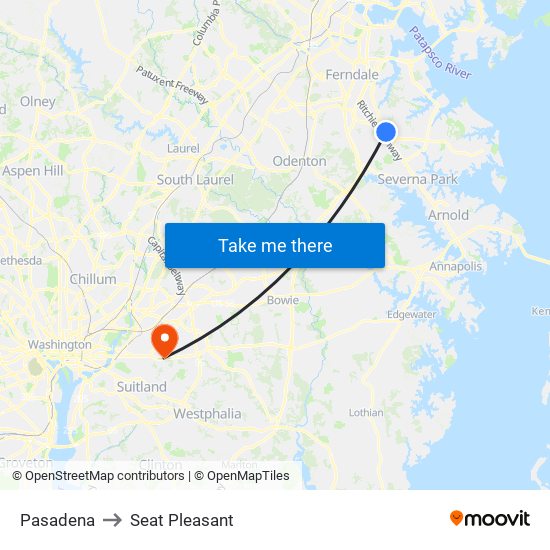 Pasadena to Seat Pleasant map