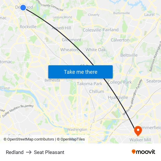 Redland to Seat Pleasant map