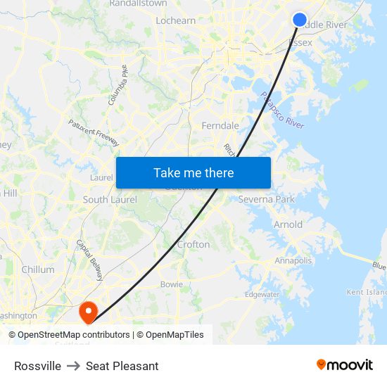 Rossville to Seat Pleasant map