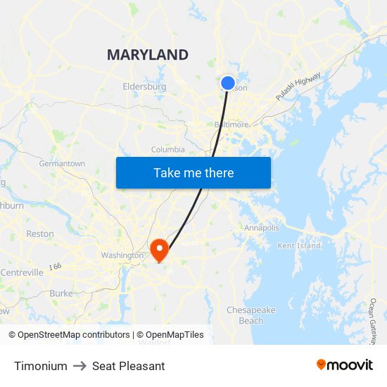 Timonium to Seat Pleasant map