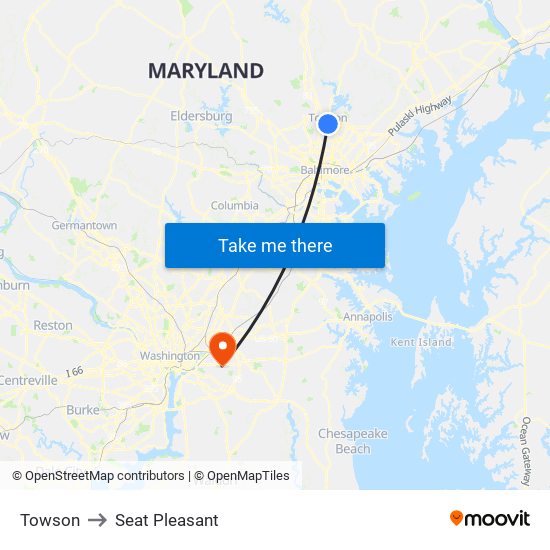 Towson to Seat Pleasant map