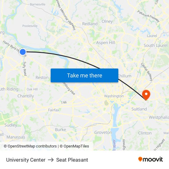 University Center to Seat Pleasant map