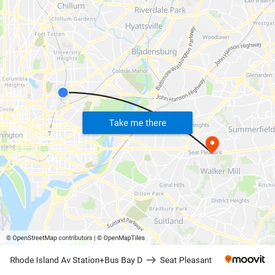 Rhode Island Ave-Brentwood+Bay D to Seat Pleasant map