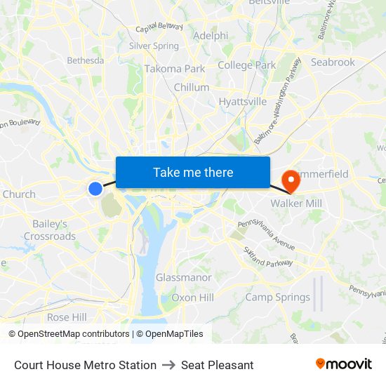 Court House Metro Station to Seat Pleasant map