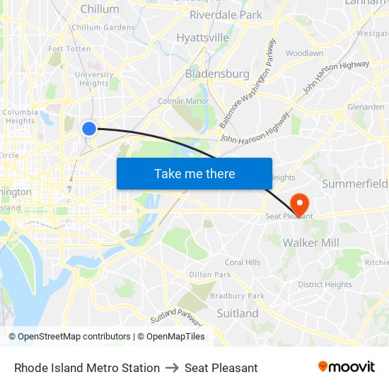 Rhode Island Metro Station to Seat Pleasant map