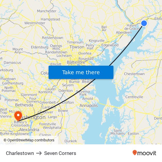 Charlestown to Seven Corners map