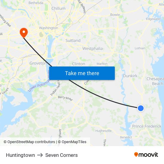 Huntingtown to Seven Corners map