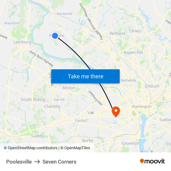 Poolesville to Seven Corners map