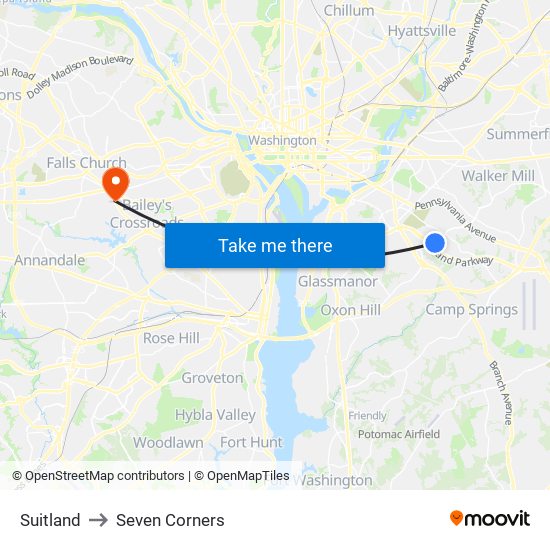 Suitland to Seven Corners map