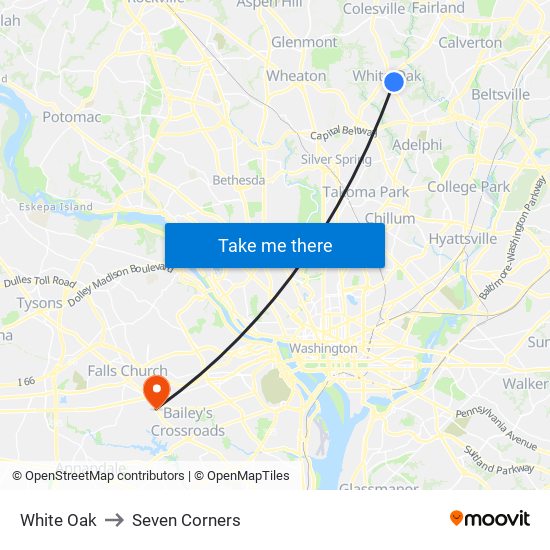 White Oak to Seven Corners map