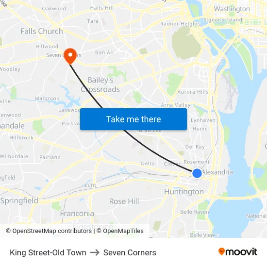 King Street-Old Town to Seven Corners map