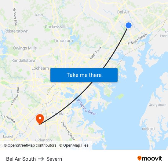 Bel Air South to Severn map