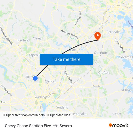 Chevy Chase Section Five to Severn map