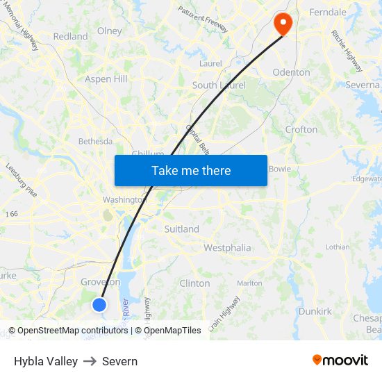 Hybla Valley to Severn map