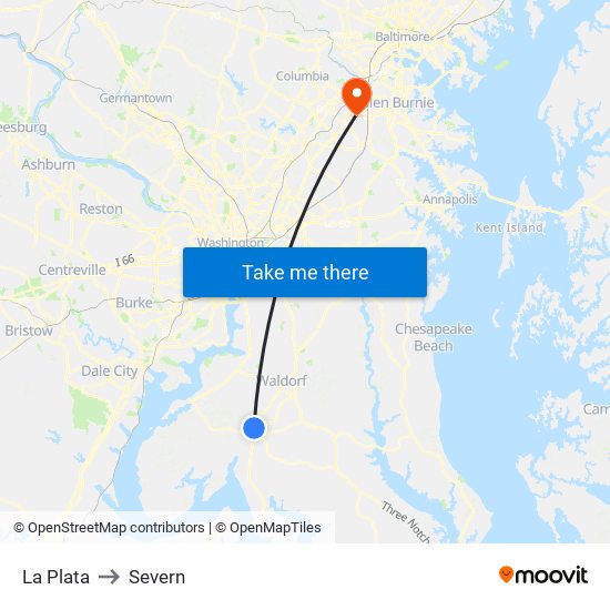 La Plata to Severn map