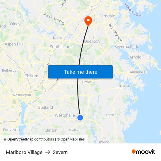 Marlboro Village to Severn map