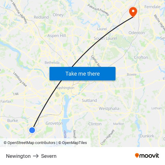 Newington to Severn map