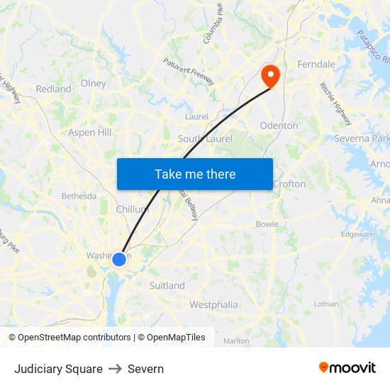 Judiciary Square to Severn map