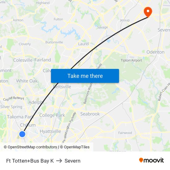 Fort Totten+Bay K to Severn map