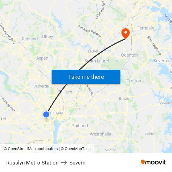 Rosslyn Metro Station to Severn map