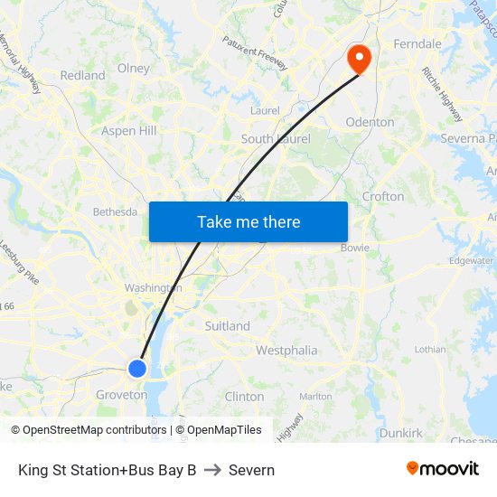 King Street-Old Town+Bay B to Severn map