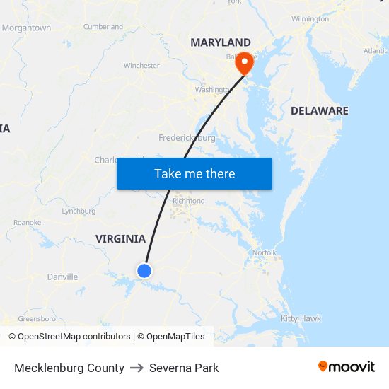 Mecklenburg County to Severna Park map