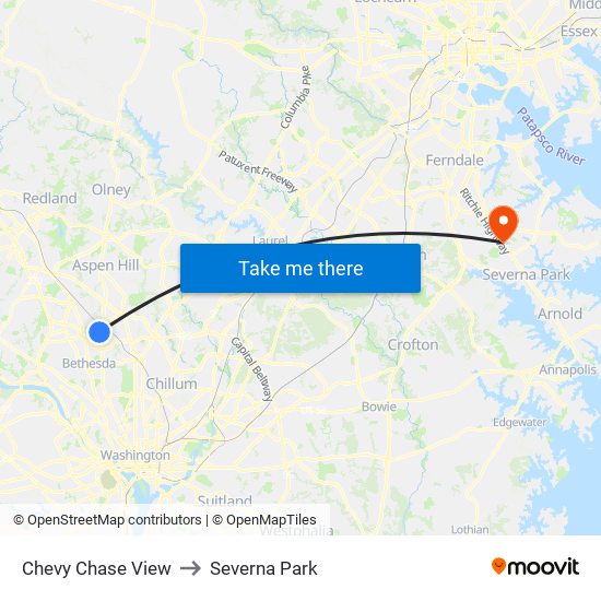 Chevy Chase View to Severna Park map