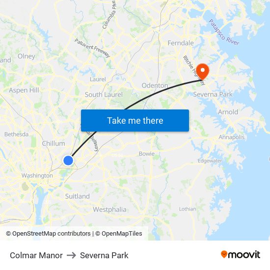 Colmar Manor to Severna Park map