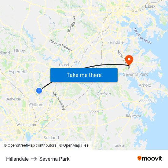 Hillandale to Severna Park map