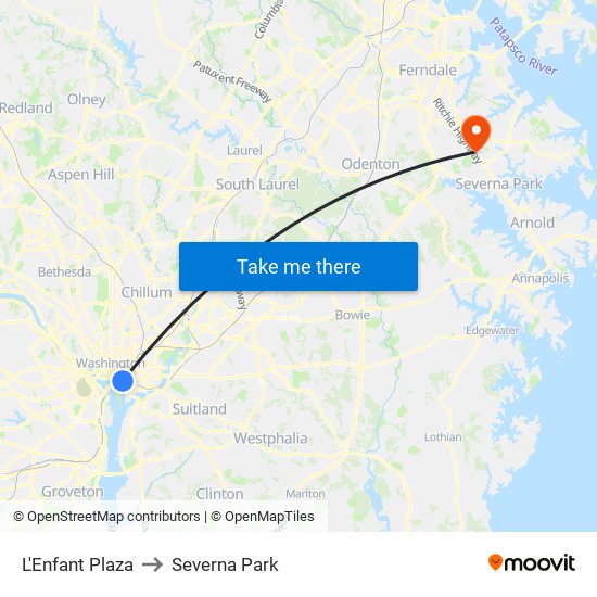 L'Enfant Plaza to Severna Park map