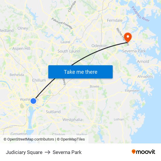 Judiciary Square to Severna Park map