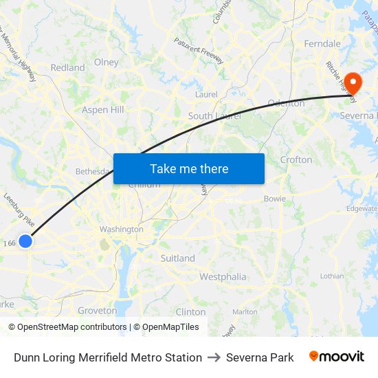 Dunn Loring Merrifield Metro Station to Severna Park map