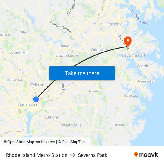 Rhode Island Metro Station to Severna Park map