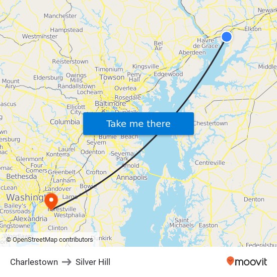 Charlestown to Silver Hill map