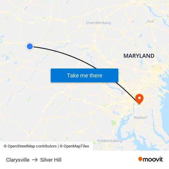 Clarysville to Silver Hill map