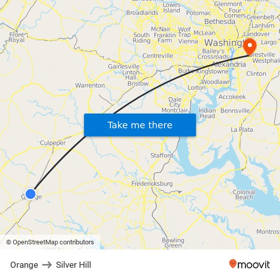 Orange to Silver Hill map