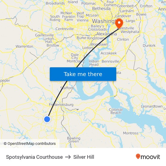 Spotsylvania Courthouse to Silver Hill map