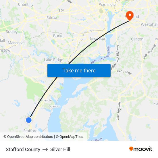 Stafford County to Silver Hill map